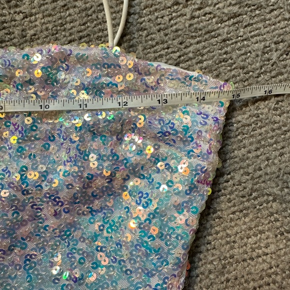 NWT Windsor Sequin Mini Dress Medium White Rainbow Glitter Party Club Bride Glam - Picture 13 of 15